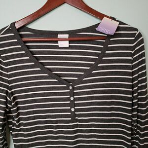 Womens Long Sleeve Pajama Top V-Neck Shirt Lightweight Stretch Thermal Sz Small